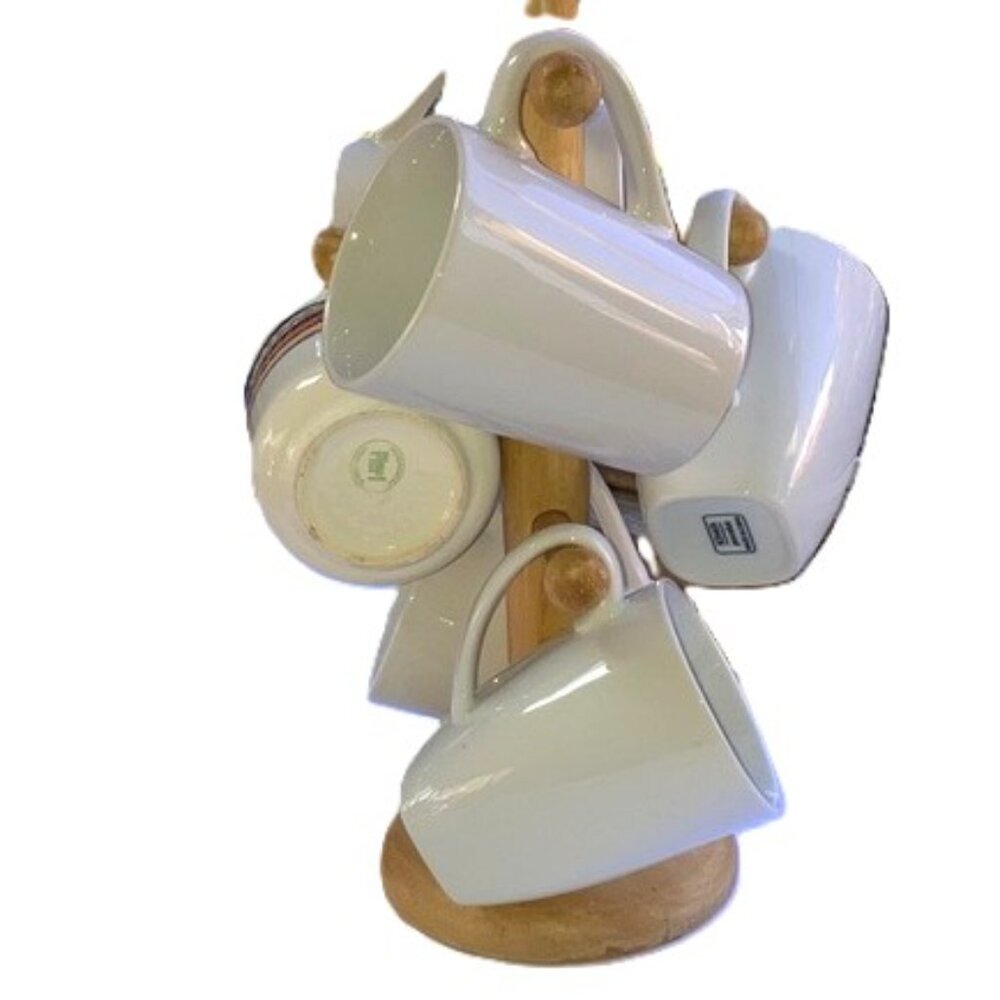 KAMENSTEIN Vintage Wood Coffee Mug Holder Tree Farmhouse Style 13.75 inches